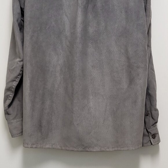 Basic Editions Shirt Faux Suede Mens Large Button Up Long Sleeve Lined Pockets - Picture 13 of 16